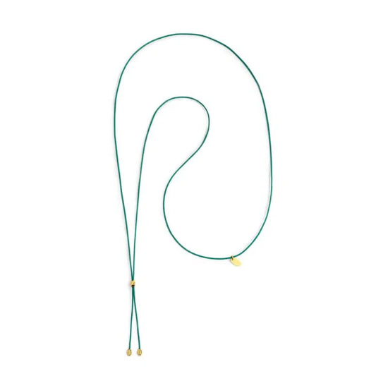 Collana regolabile Marlù in corda verde e oro con laccio MISURA UNICA