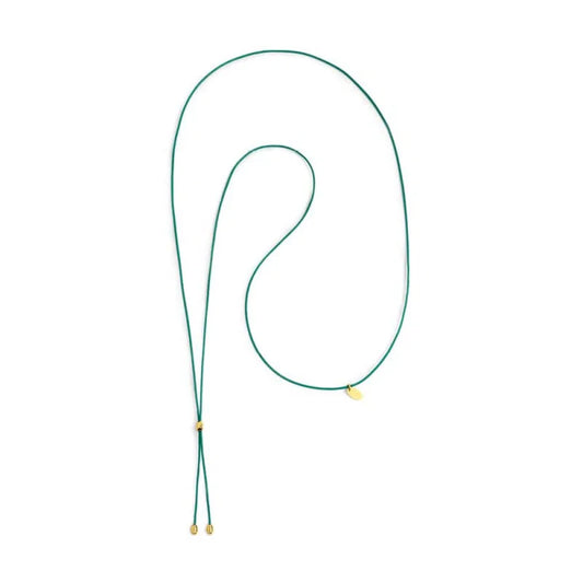 Collana regolabile Marlù in corda verde e oro con laccio MISURA UNICA
