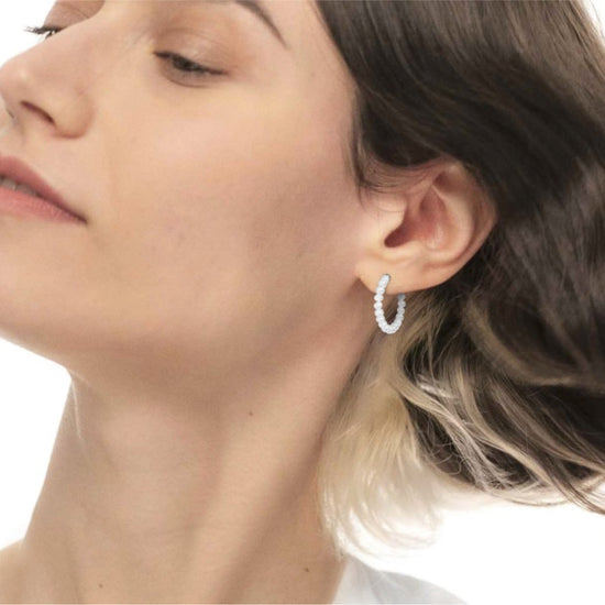 Mono orecchino cerchio da donna Marlù acciaio oro con perle MISURA UNICA
