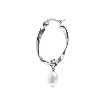 Mono orecchino cerchio da donna Marlù acciaio con perla MISURA UNICA
