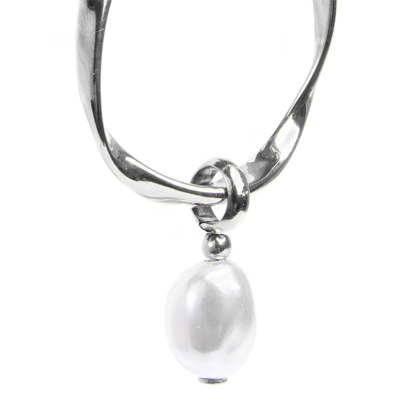 Mono orecchino cerchio da donna Marlù acciaio con perla MISURA UNICA
