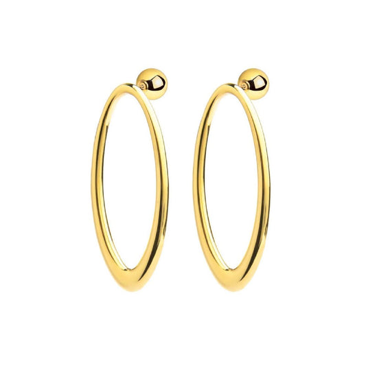 Orecchini pendenti Marlù anello ovale in acciaio dorato MISURA UNICA