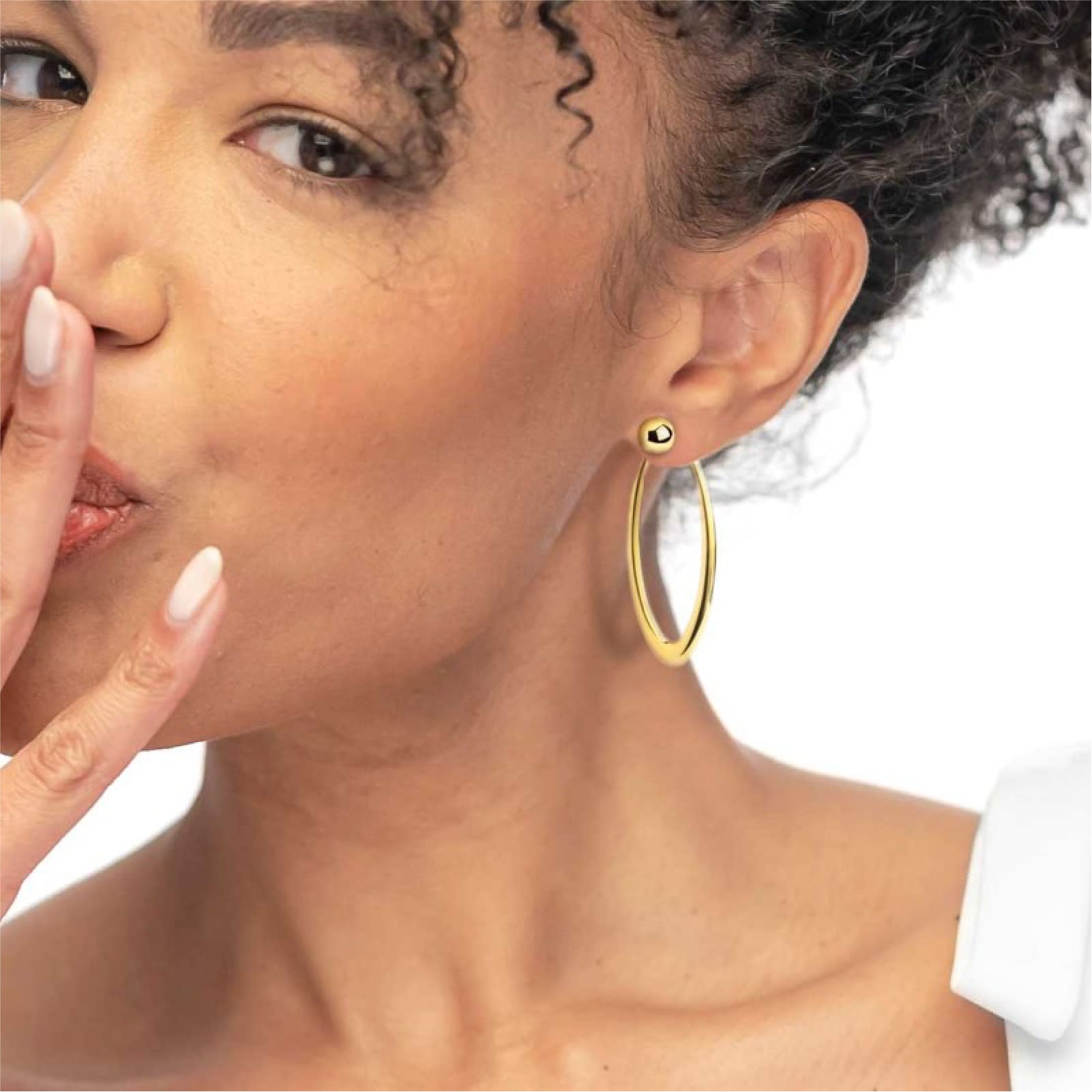 Orecchini pendenti Marlù anello ovale in acciaio dorato MISURA UNICA