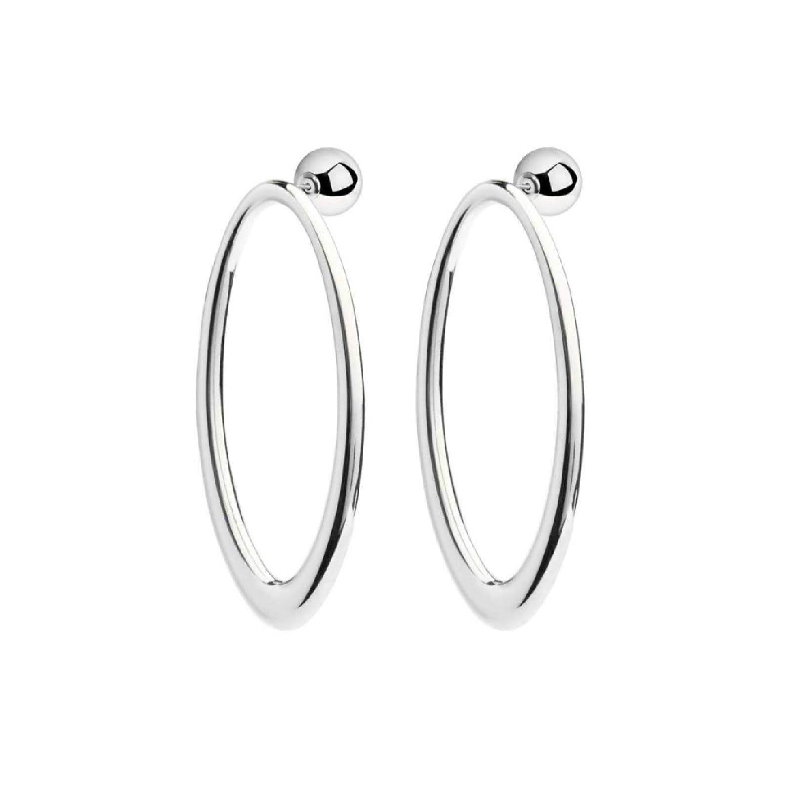 Orecchini pendenti Marlù anello ovale in acciaio lucido MISURA UNICA