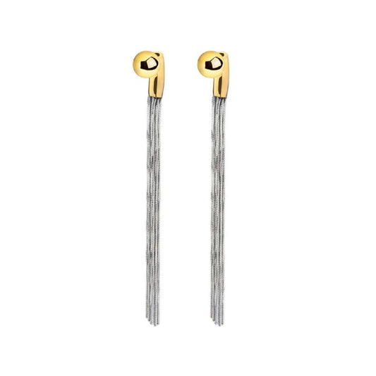 Orecchini pendenti multifilo Marlù in acciaio bicolore MISURA UNICA