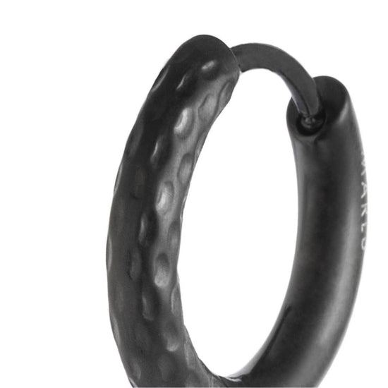 Mono orecchino a cerchio lavorato 15mm Marlù in acciaio nero MISURA UNICA