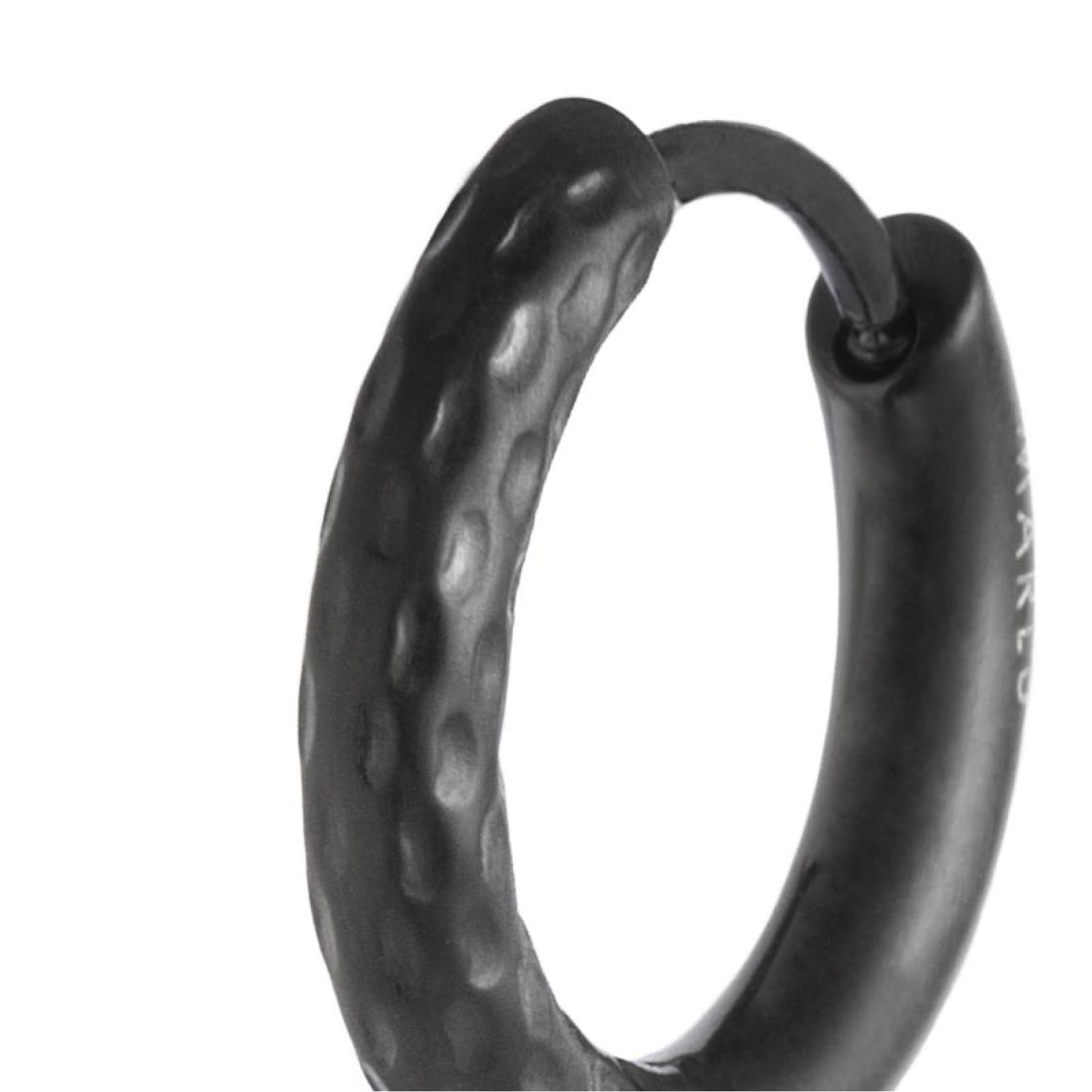 Mono orecchino a cerchio lavorato 15mm Marlù in acciaio nero MISURA UNICA
