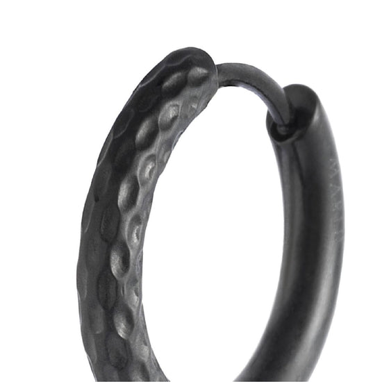 Mono orecchino a cerchio lavorato 17mm Marlù in acciaio nero MISURA UNICA
