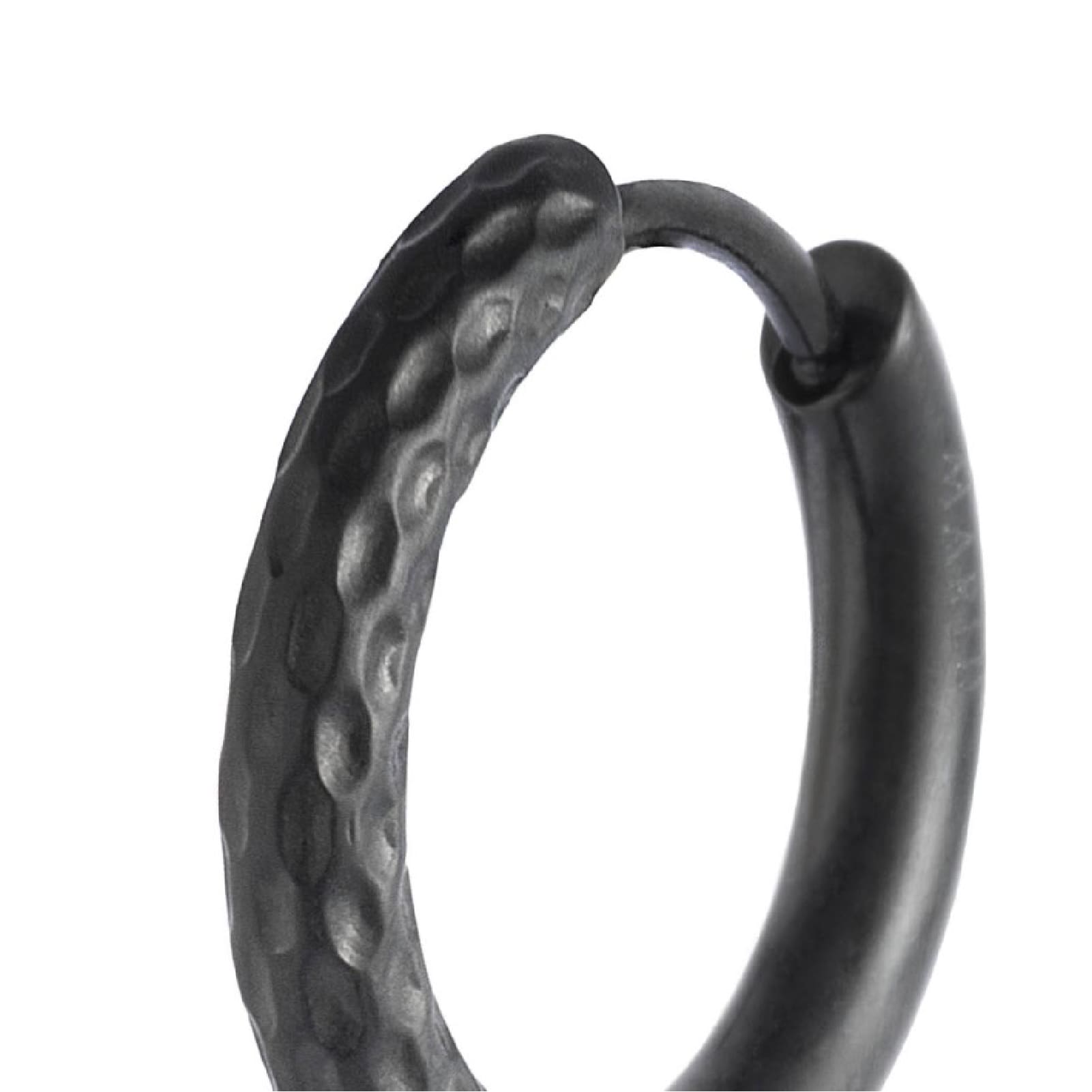 Mono orecchino a cerchio lavorato 17mm Marlù in acciaio nero MISURA UNICA
