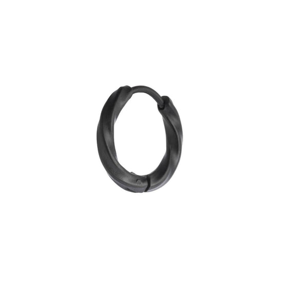 Mono orecchino a cerchio ritorto 15mm Marlù in acciaio nero MISURA UNICA