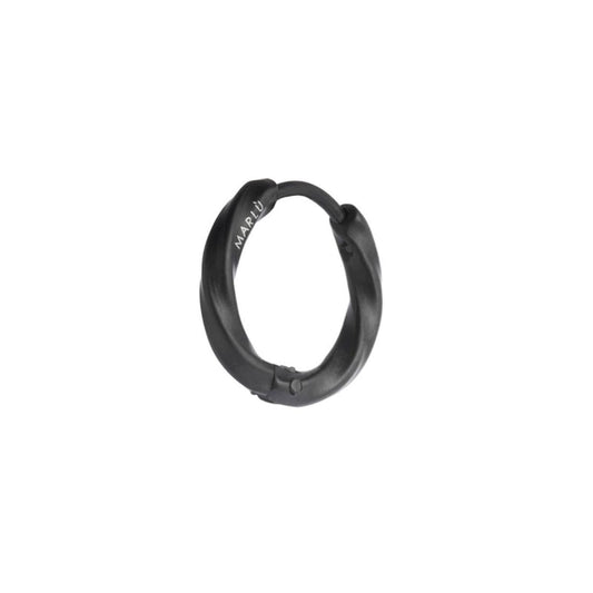 Mono orecchino a cerchio ritorto 15mm Marlù in acciaio nero MISURA UNICA