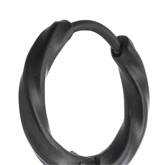 Mono orecchino a cerchio ritorto 15mm Marlù in acciaio nero MISURA UNICA