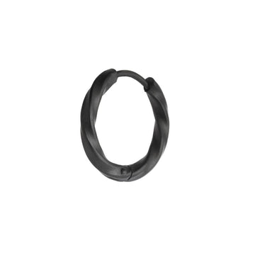Mono orecchino a cerchio ritorto 17mm Marlù in acciaio nero MISURA UNICA