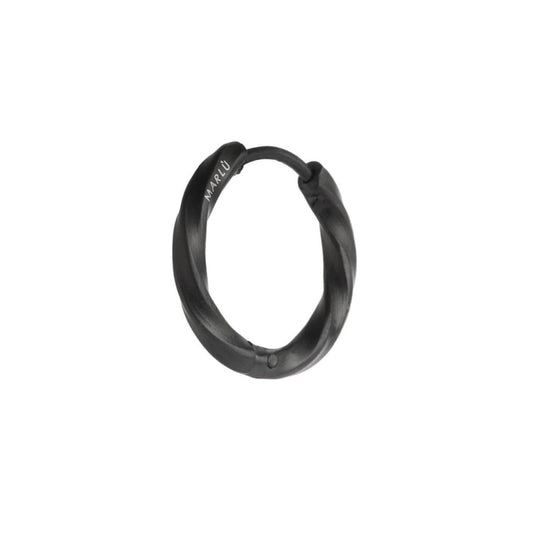 Mono orecchino a cerchio ritorto 17mm Marlù in acciaio nero MISURA UNICA