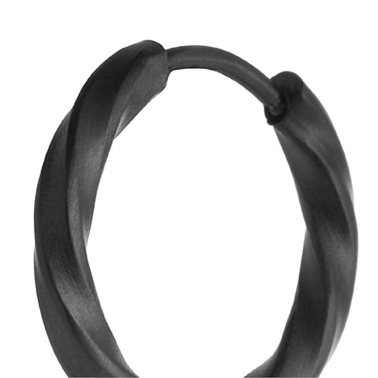 Mono orecchino a cerchio ritorto 17mm Marlù in acciaio nero MISURA UNICA