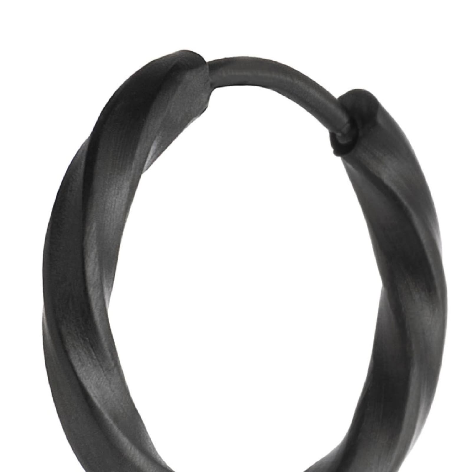 Mono orecchino a cerchio ritorto 17mm Marlù in acciaio nero MISURA UNICA