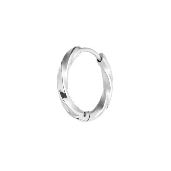 Mono orecchino a cerchio ritorto 17mm Marlù in acciaio rodio MISURA UNICA