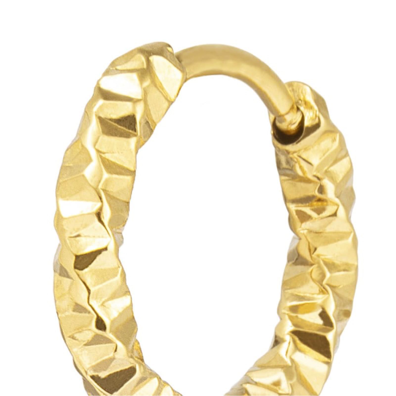 Mono orecchino cerchio Marlù in acciaio oro diamantato 15mm MISURA UNICA