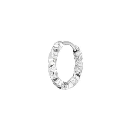 Mono orecchino a cerchio Marlù in acciaio diamantato 15mm MISURA UNICA