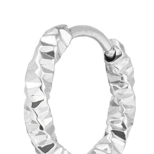 Mono orecchino a cerchio Marlù in acciaio diamantato 15mm MISURA UNICA