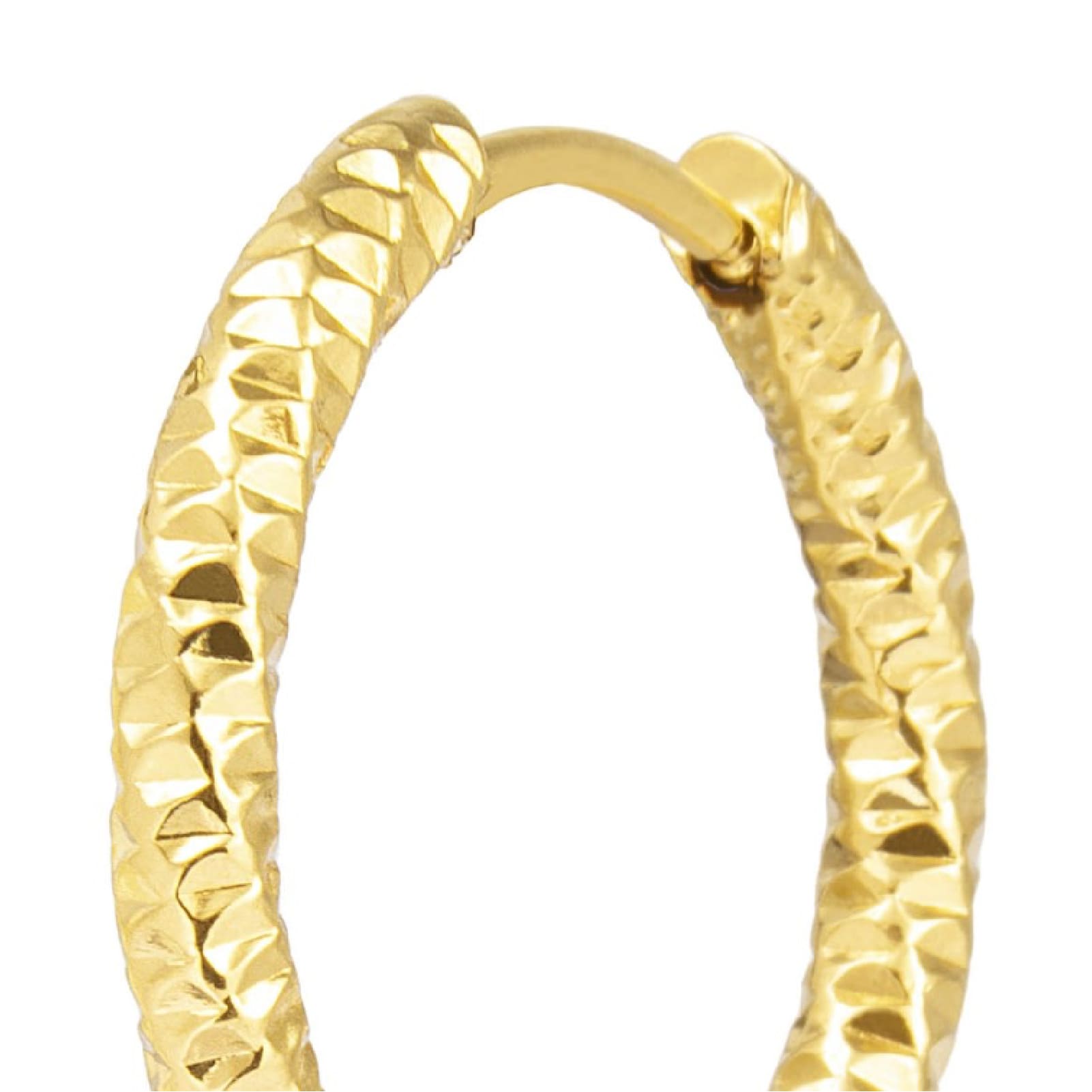 Mono orecchino cerchio Marlù in acciaio oro diamantato 21mm MISURA UNICA