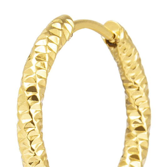 Mono orecchino cerchio Marlù in acciaio oro diamantato 21mm MISURA UNICA