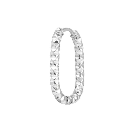 Mono orecchino a cerchio Marlù in acciaio diamantato 21x15mm MISURA UNICA