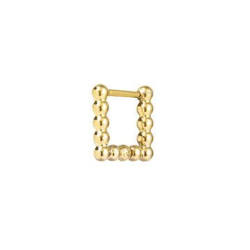 Mono orecchino quadrato con sfere Marlù acciaio oro 11x11 mm MISURA UNICA