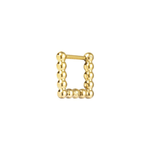 Mono orecchino quadrato con sfere Marlù acciaio oro 11x11 mm MISURA UNICA