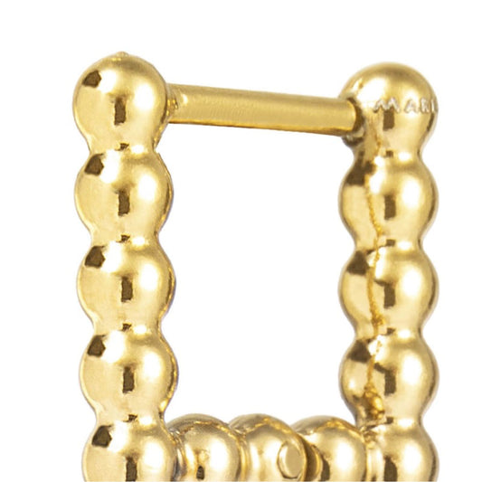 Mono orecchino quadrato con sfere Marlù acciaio oro 11x11 mm MISURA UNICA