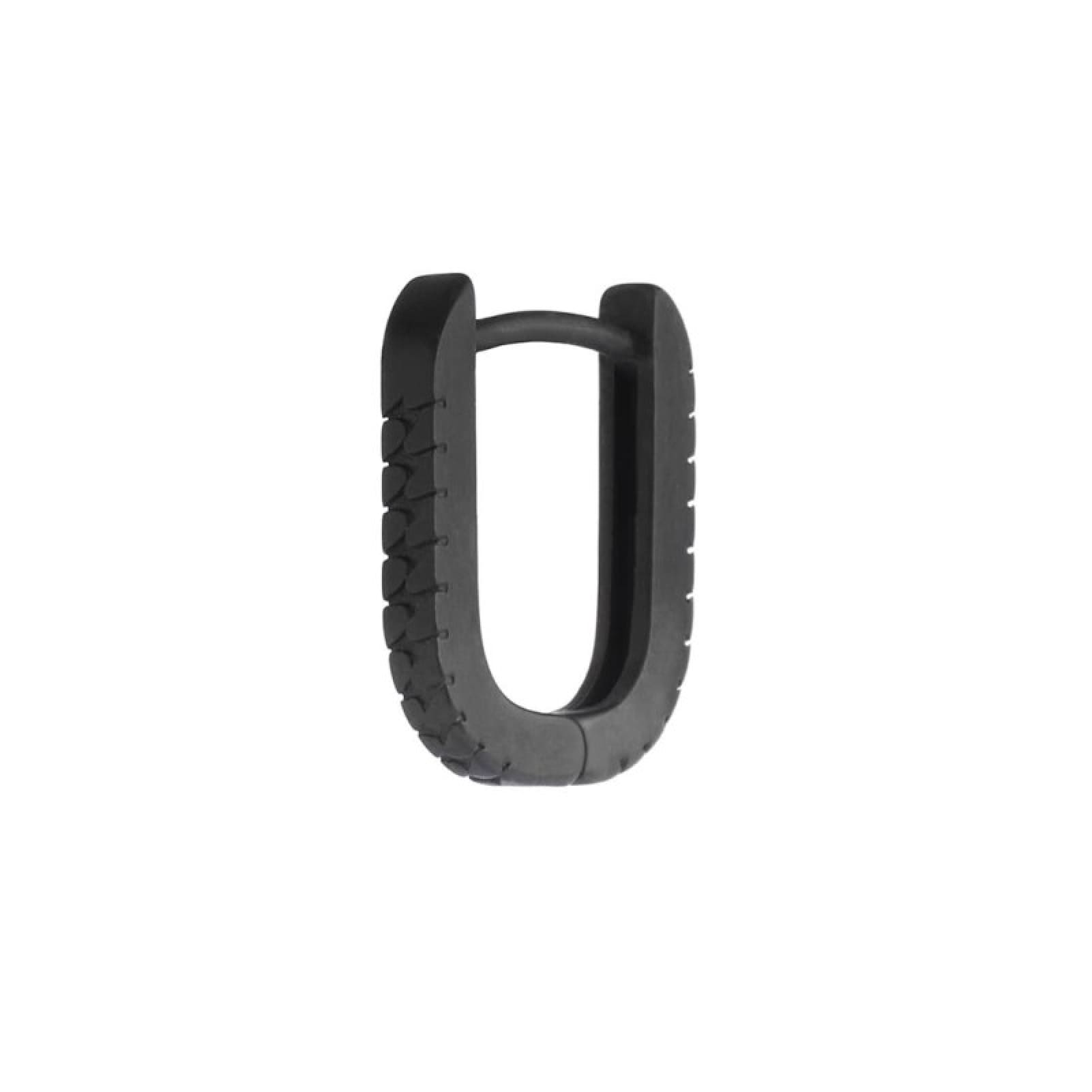 Mono orecchino trama puntinata Marlù in acciaio nero 17x13mm MISURA UNICA