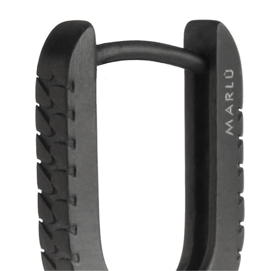 Mono orecchino trama puntinata Marlù in acciaio nero 17x13mm MISURA UNICA