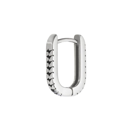 Mono orecchino ovale trama puntinata Marlù in acciaio 17x13mm MISURA UNICA