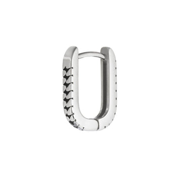 Mono orecchino ovale trama puntinata Marlù in acciaio 17x13mm MISURA UNICA