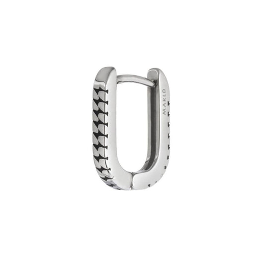 Mono orecchino ovale trama puntinata Marlù in acciaio 17x13mm MISURA UNICA