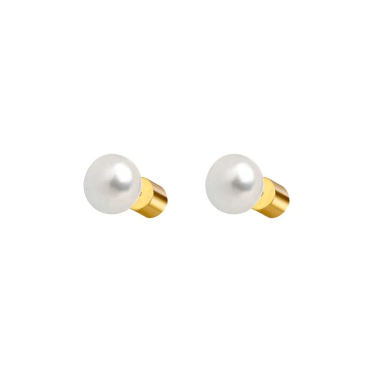 Orecchini lobo Marlù in acciaio dorato con perla da 0,8mm MISURA UNICA
