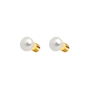 Orecchini lobo Marlù in acciaio dorato con perla da 0,8mm MISURA UNICA