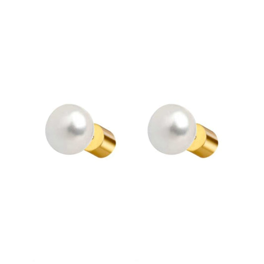 Orecchini lobo Marlù in acciaio dorato con perla da 0,8mm MISURA UNICA