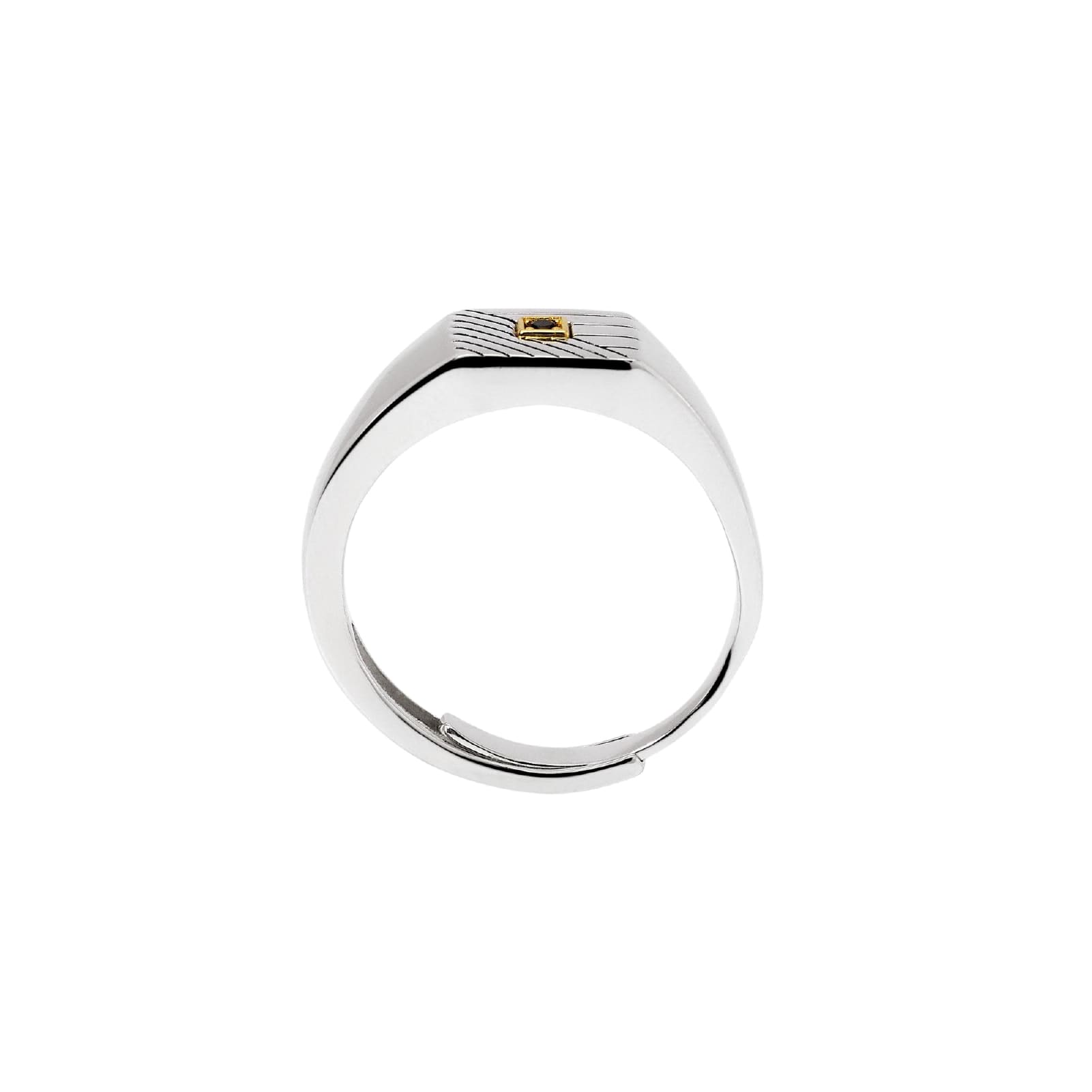 Anello chevalier Mabina uomo in argento con oro 18K e zircone Regolabile dalla 19 alla 27
