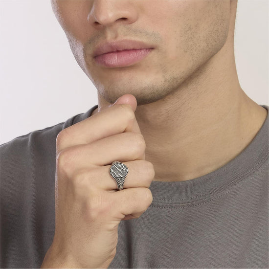 Anello chevalier Mabina Fortnight  in argento borchie da uomo Regolabile dalla 19 alla 27