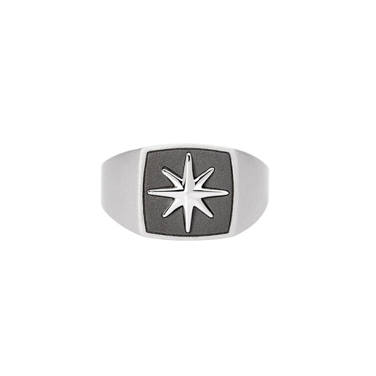 Anello chevalier Mabina Journey in argento con stella da uomo Regolabile dalla 19 alla 27