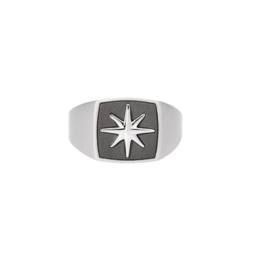 Anello chevalier Mabina Journey in argento con stella da uomo Regolabile dalla 19 alla 27