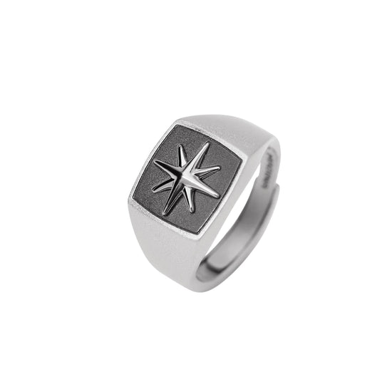 Anello chevalier Mabina Journey in argento con stella da uomo Regolabile dalla 19 alla 27