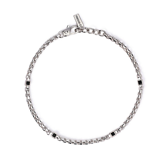 bracciale catena mabina uomo in argento con zirconi neri 533969