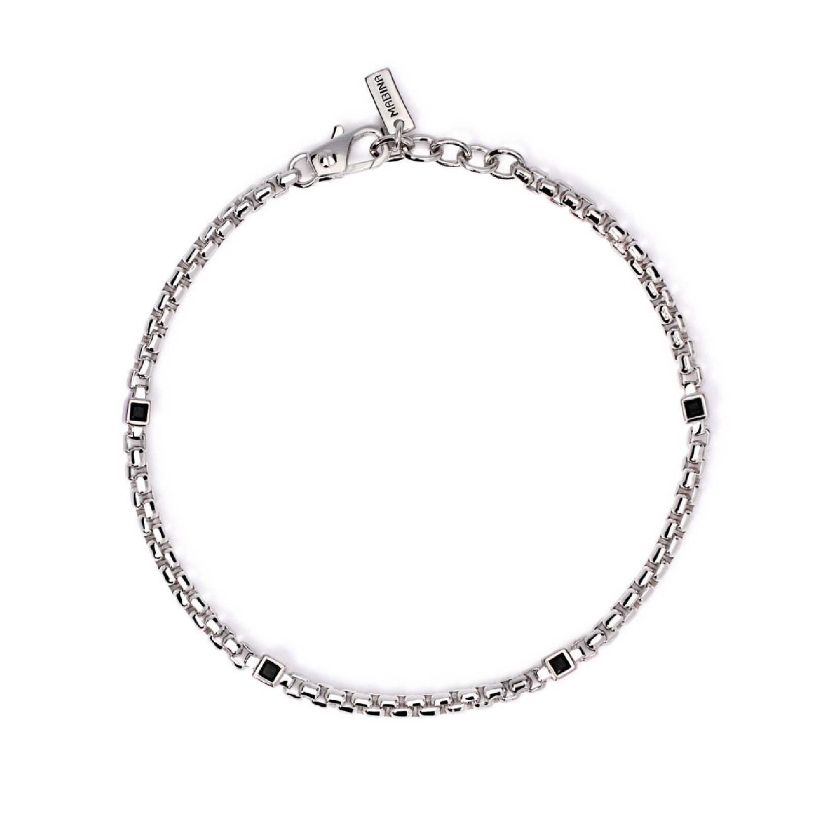 bracciale catena mabina uomo in argento con zirconi neri 533969
