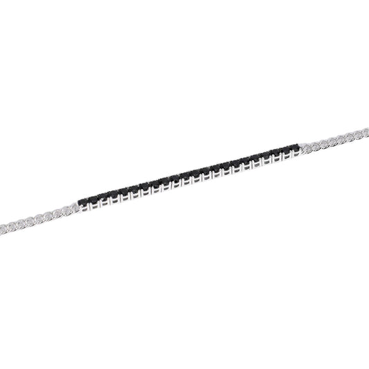 Bracciale Mabina Uomo in argento con tennis di zirconi neri Regolabile 18,5-20,5 cm