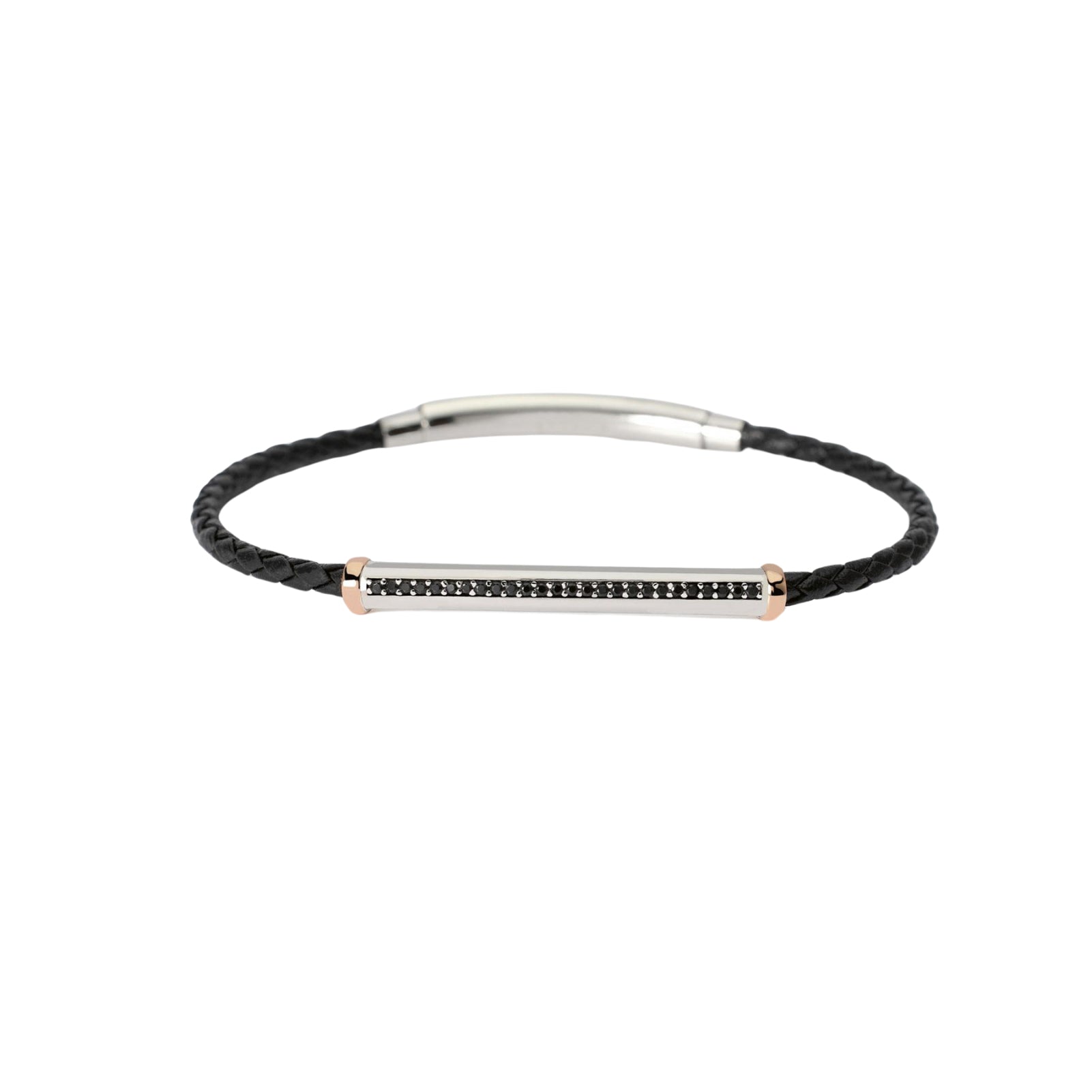 Bracciale Mabina Uomo in argento 925 con zirconi neri Regolabile 20-22 cm