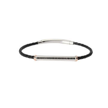 Bracciale Mabina Uomo in argento 925 con zirconi neri Regolabile 20-22 cm