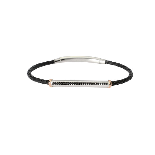 Bracciale Mabina Uomo in argento 925 con zirconi neri Regolabile 20-22 cm