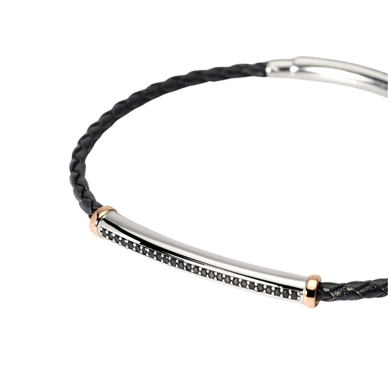 Bracciale Mabina Uomo in argento 925 con zirconi neri Regolabile 20-22 cm